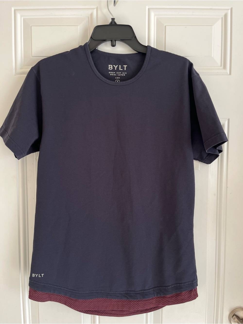 BYLT Basics Drop-Cut Dual Layer Lux T-Shirt Men’s S Blue Stretch Athletic Tee